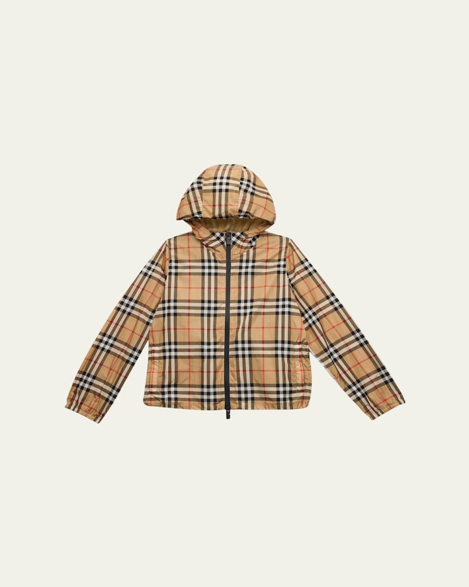 Girl's Cassius Hooded Check Jacket, Size 8-14